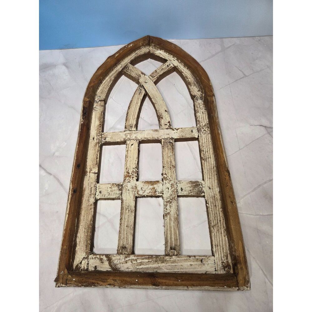 Vintage Gothic Arched Window Frame  10X19X1.5 -Cottage Core